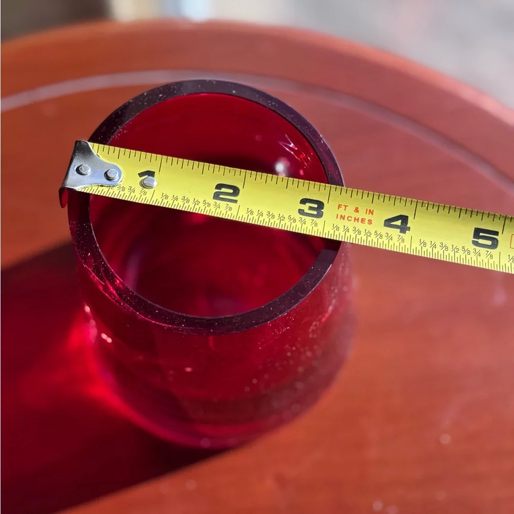 Beautiful Red‎ Glass Flower Vase Thick Heavy Home Decor